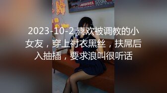 2023-10-2 喜欢被调教的小女友，穿上衬衣黑丝，扶屌后入抽插，要求浪叫很听话