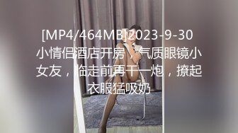 [MP4/464MB]2023-9-30 小情侣酒店开房，气质眼镜小女友，临走前再干一炮，撩起衣服猛吸奶